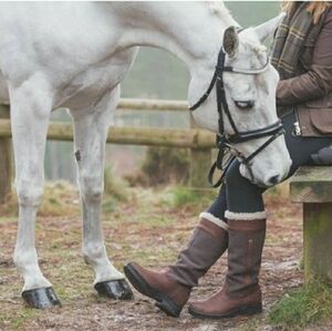 Ariat Windermere Fur H20 Country Boots Brown Faux Shearling Tall Knee Boho 8.5B